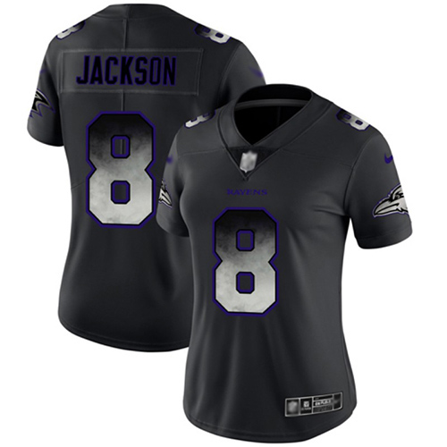 Women's Baltimore Ravens #8 Lamar Jackson BlackStitched NFL Vapor Untouchable Limited Smoke Fashion Jersey