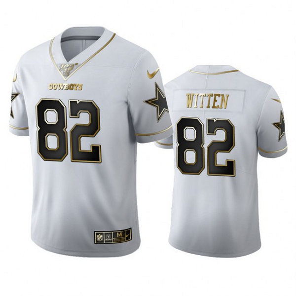 Dallas Cowboys #82 Jason Witten Men's Nike White Golden Edition Vapor Limited NFL 100 Jersey