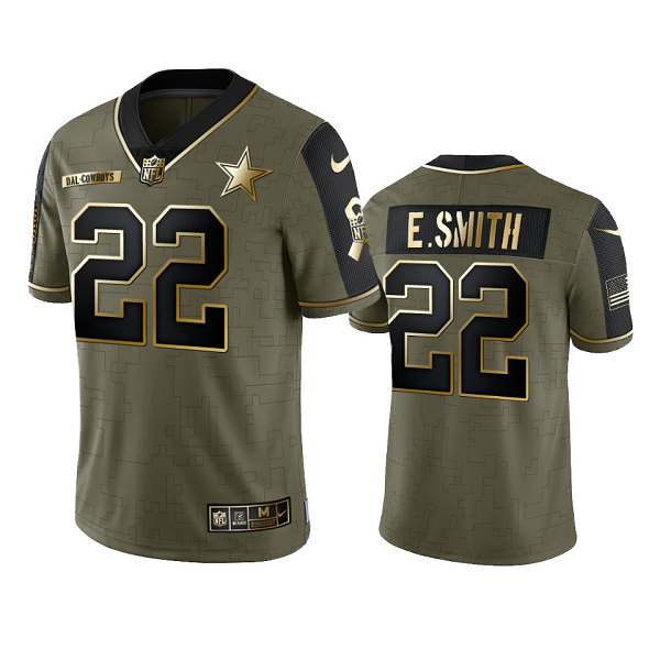 Dallas Cowboys Emmitt Smith Olive Gold 2021 Salute To Service Men's Limited NFL Jersey