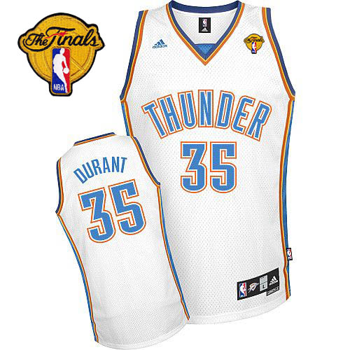 Men's Oklahoma City Thunder #35 Kevin Durant White Finals Patch Stitched NBA Jersey