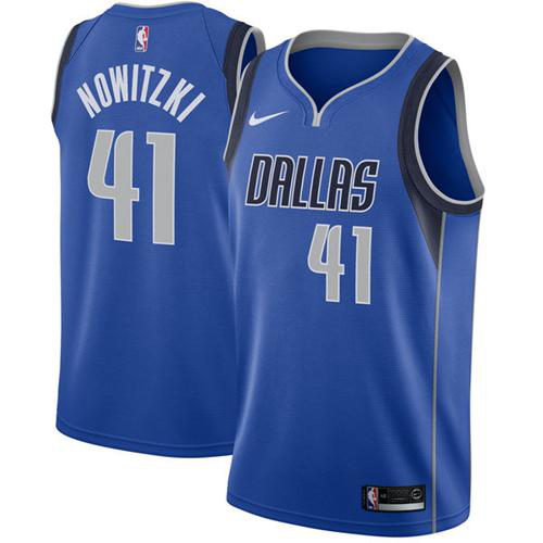 Men's Nike Dallas Mavericks #41 Dirk Nowitzki Royal Swingman Icon Edition NBA Jersey