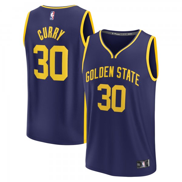 Men's Golden State Warriors Stephen Curry Fanatics Navy Fast Break Replica Player Jersey - Statement Edition