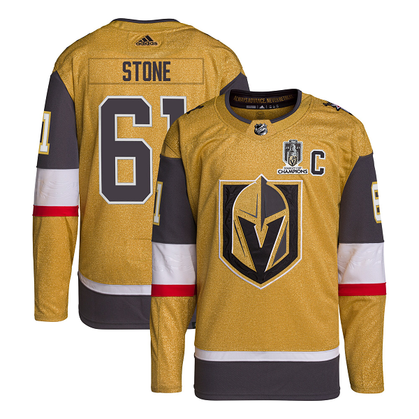 Men's Vegas Golden Knights #61 Mark Stone adidas Gold 2023 Stanley Cup Champions Home Player Jersey