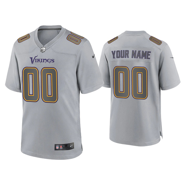 Men's Minnesota Vikings Custom Gray Atmosphere Fashion Game Jersey