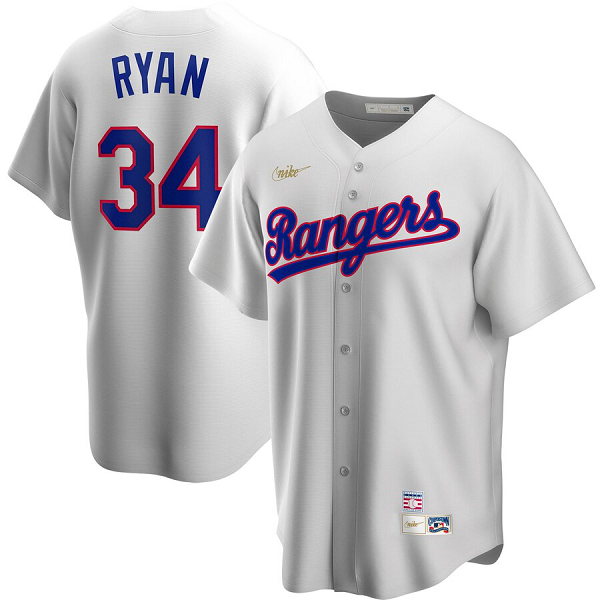 Men's NIKE Texas Rangers #34 Nolan Ryan Home Cooperstown Collection Player White MLB Jersey