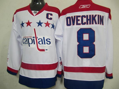 Washington Capitals #8 Alex Ovechkin Stitched White 2011 Winter Classic Vintage NHL Jersey