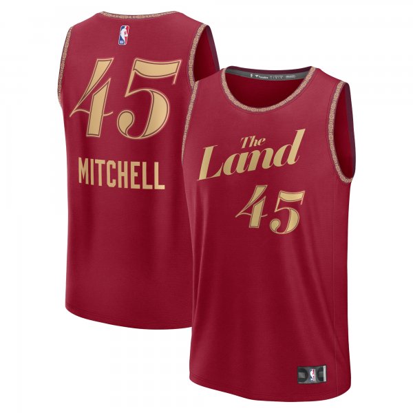 Men's Cleveland Cavaliers Donovan Mitchell Fanatics Wine Fast Break Jersey - City Edition