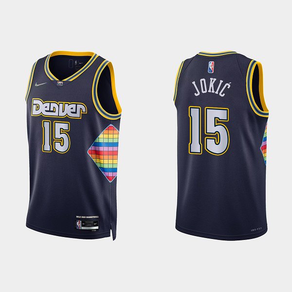 Men's Denver Nuggets #15 Nikola Jokic 2021-22 75th Anniversary City Navy NBA Jersey