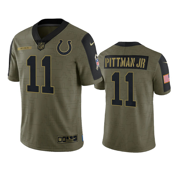 Indianapolis Colts Michael Pittman Jr. Olive 2021 Salute To Service Men's Limited NFL Jersey