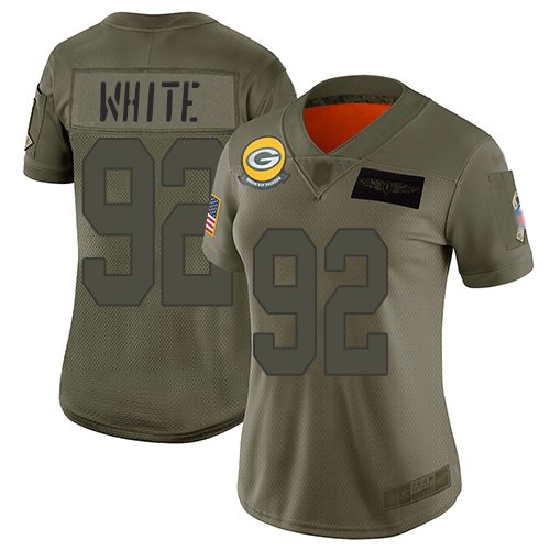 Women's Green Bay Packers #92 Reggie White CamoStitched NFL Limited 2019 Salute to Service Jersey