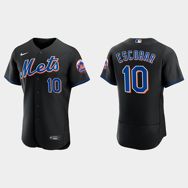 Men's New York Mets #10 Eduardo Escobar Black Alternate Flex Base MLB Jersey