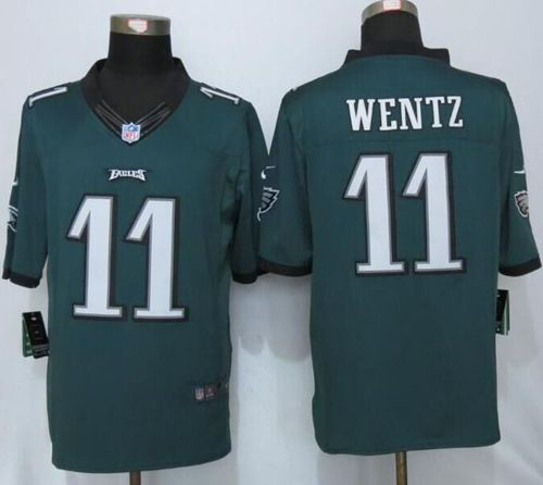 Nike Philadelphia Eagles #11 Carson Wentz Midnight Green Team Color Men's Stitched NFL New Limited Jersey