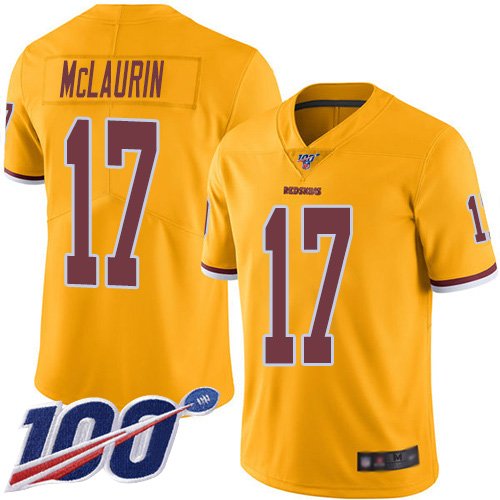 Washington Redskins #17 Terry McLaurin Gold Youth Stitched NFL Limited Rush 100th Season Jersey