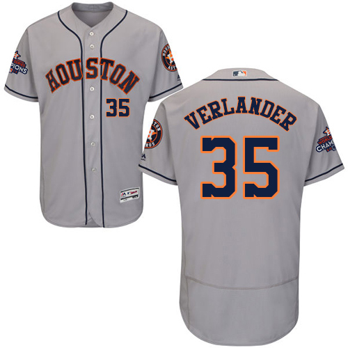 Houston Astros #35 Justin Verlander Grey Flexbase Collection 2017 World Series Champions Stitched MLB Jersey