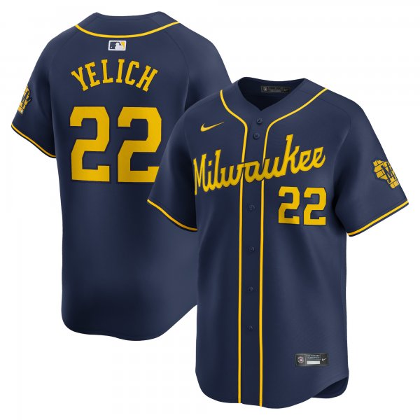 Men's Milwaukee Brewers Christian Yelich Nike Navy Alternate Limited Player Jersey