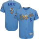 Kansas City Royals #5 George Brett Light Blue FlexBase 2015 World Series Champions Gold Program Stitched MLB Jersey