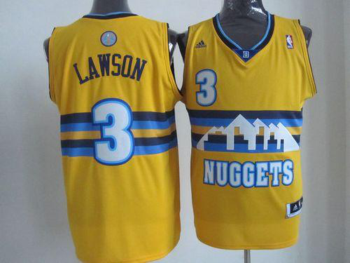 Men's Denver Nuggets #3 Ty Lawson Yellow Swingman Throwback Stitched NBA Jersey