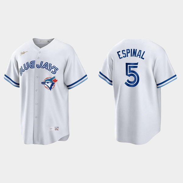 Men's Toronto Blue Jays #5 Santiago Espinal White Cooperstown Collection MLB Jersey