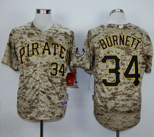 Pittsburgh Pirates #34 A. J. Burnett Camo Alternate Cool Base Stitched MLB Jersey