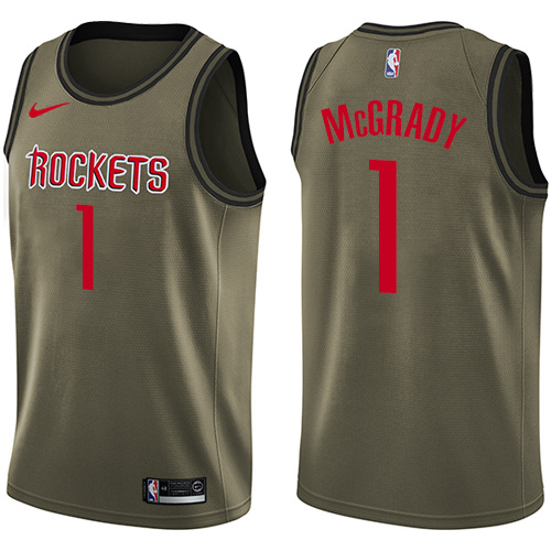 Men's Nike Houston Rockets #1 Tracy McGrady Green Salute to Service Swingman NBA Jersey