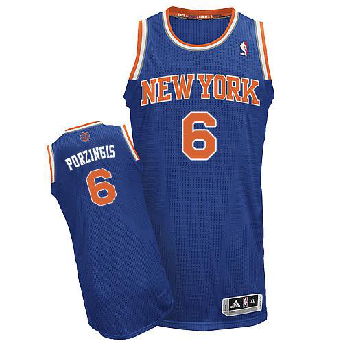 Men's New York Knicks #6 Kristaps Porzingis Blue Stitched NBA Jersey