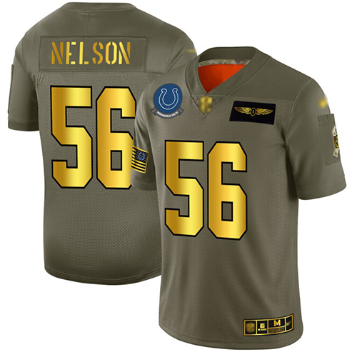 Men's Indianapolis Colts #56 Quenton Nelson Camo/Gold Stitched NFL Limited 2019 Salute To Service Jersey