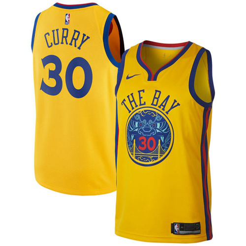 Men's Nike Golden State Warriors #30 Stephen Curry Gold Swingman City Edition NBA Jersey