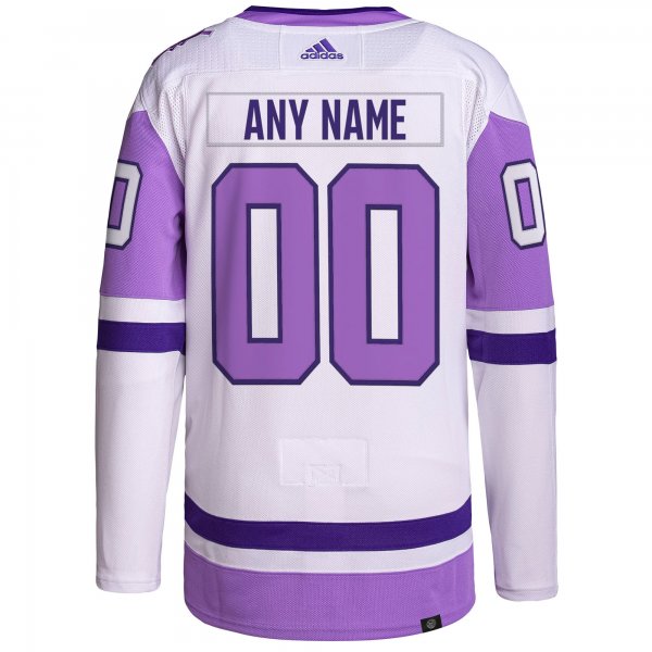 Men's Anaheim Ducks adidas White/Purple Hockey Fights Cancer Primegreen Custom Jersey