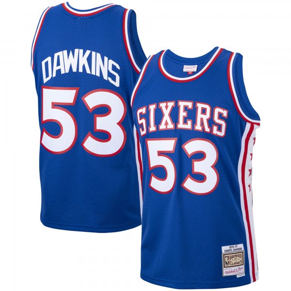 Men's Philadelphia 76ers Darryl Dawkins Mitchell & Ness Royal 1976/77 Hardwood Classics Swingman Jersey