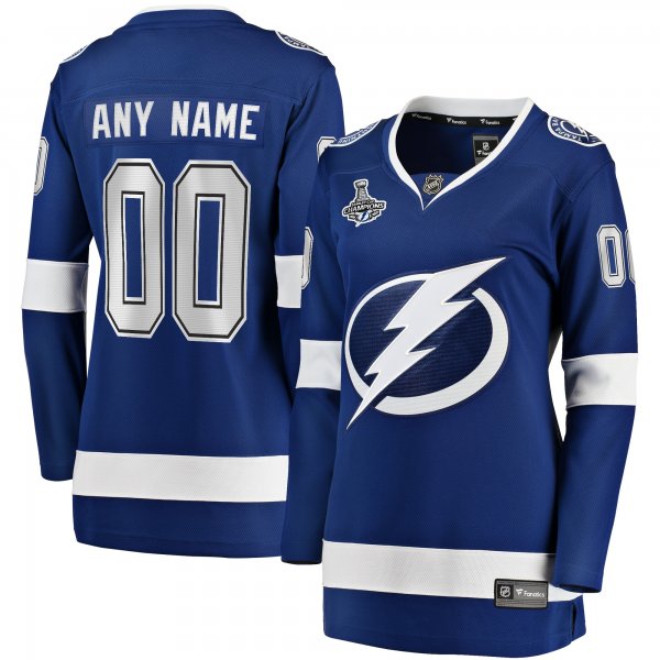 Women's Tampa Bay Lightning Fanatics Blue 2021 Stanley Cup Champions Home Breakaway Custom Jersey