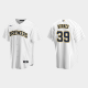 Men's Milwaukee Brewers #39 Corbin Burnes MLB White Navy Cool Base Alternate Jersey