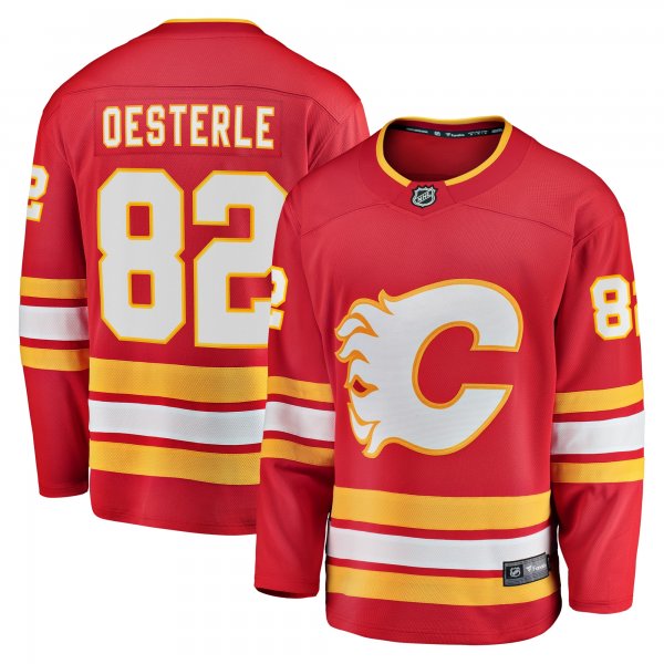 Men's Calgary Flames Jordan Oesterle Fanatics Red Home Breakaway Jersey