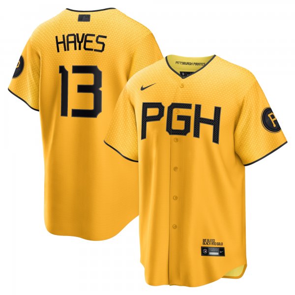 Men's Pittsburgh Pirates Ke'Bryan Hayes Nike Gold City Connect Replica Player Jersey