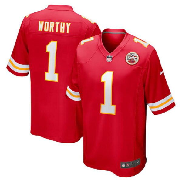 Men's Kansas City Chiefs #1 Xavier Worthy Nike Red 2024 NFL Draft First Round Pick Player Limited Jersey