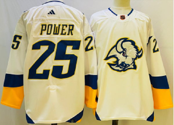 Men's Buffalo Sabres #25 Owen Power White 2022 Reverse Retro NHL Jersey