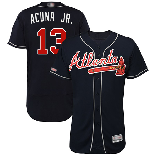 Men's Atlanta Braves #13 Ronald Acuna Jr. Navy Blue Flexbase Collection Stitched MLB Jersey