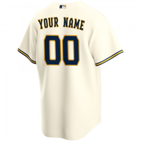 Youth Milwaukee Brewers Nike Cream Home Replica Custom Jersey