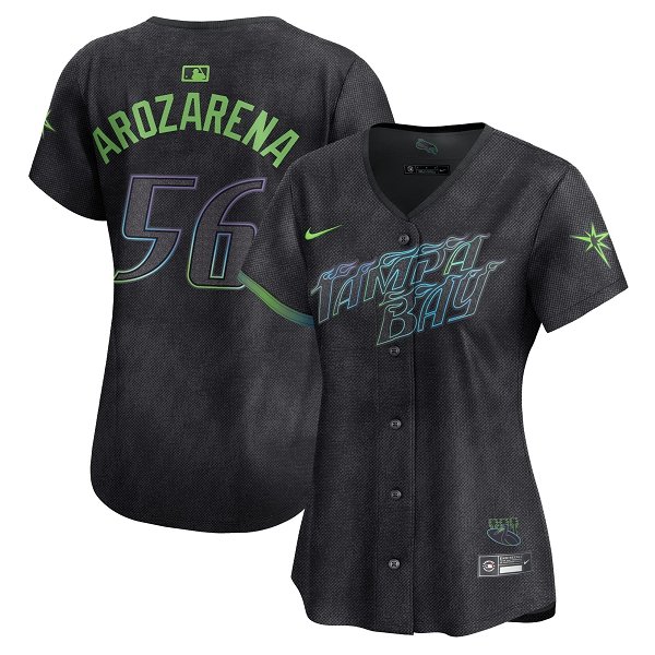 Women's Tampa Bay Rays #56 Randy Arozarena Nike Charcoal 2024 City Connect Limited Player MLB Jersey