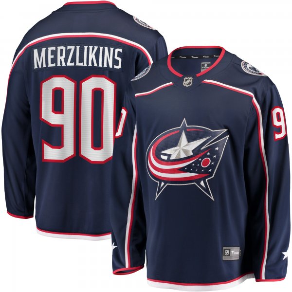 Men's Columbus Blue Jackets Elvis Merzlikins Fanatics Navy Home Breakaway Player Jersey