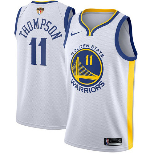 Nike Golden State Warriors #11 Klay Thompson White The Finals Patch Youth NBA Swingman Association Edition Jersey