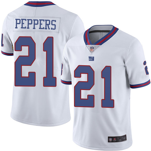 New York Giants #21 Jabrill Peppers White Men's Stitched NFL Limited Rush Jersey