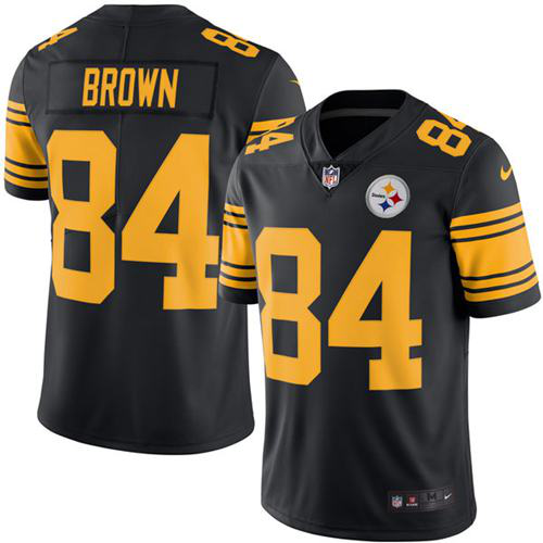 Nike Pittsburgh Steelers #84 Antonio Brown Black Men's Stitched NFL Limited Rush Jersey