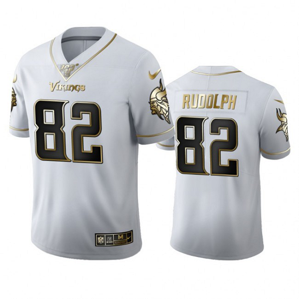 Minnesota Vikings #82 Kyle Rudolph Men's Nike White Golden Edition Vapor Limited NFL 100 Jersey