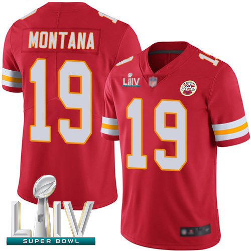 Kansas City Chiefs #19 Joe Montana Red Team Color Super Bowl LIV Bound Men's Stitched NFL Vapor Untouchable Limited Jersey