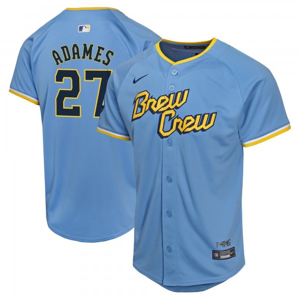 Youth Milwaukee Brewers Willy Adames Nike Powder Blue City Connect Limited Player Jersey