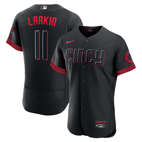 Men's Cincinnati Reds #11 Barry Larkin Nike Black 2023 City Connect Flex Base Player Jersey