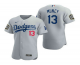 Men's Los Angeles Dodgers #13 Max Muncy Gray 2020 World Series Flex Base Nike Jersey