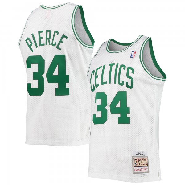 Men's Boston Celtics Paul Pierce Mitchell & Ness White Hardwood Classics Swingman Jersey