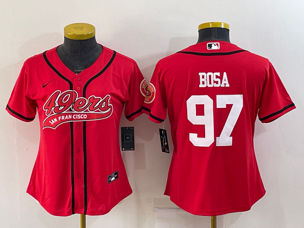 Women's San Francisco 49ers #97 Nick Bosa Red Stitched Baseball Cool Base Jersey