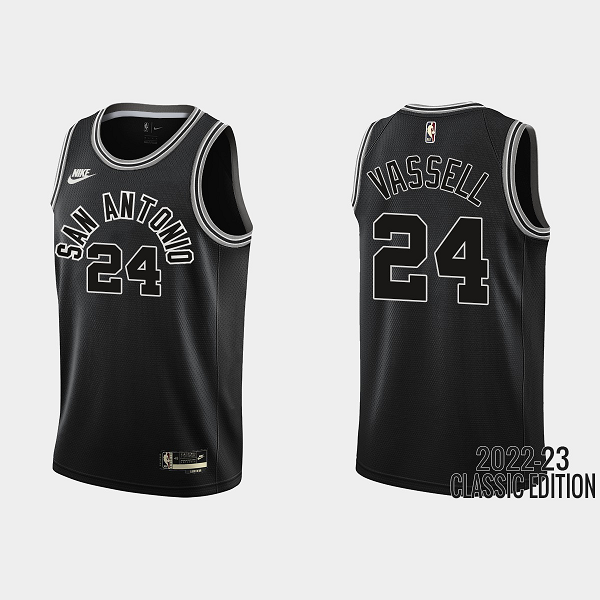 Men's San Antonio Spurs #24 Devin Vassell 2022-23 Classic Edition Black NBA Jersey